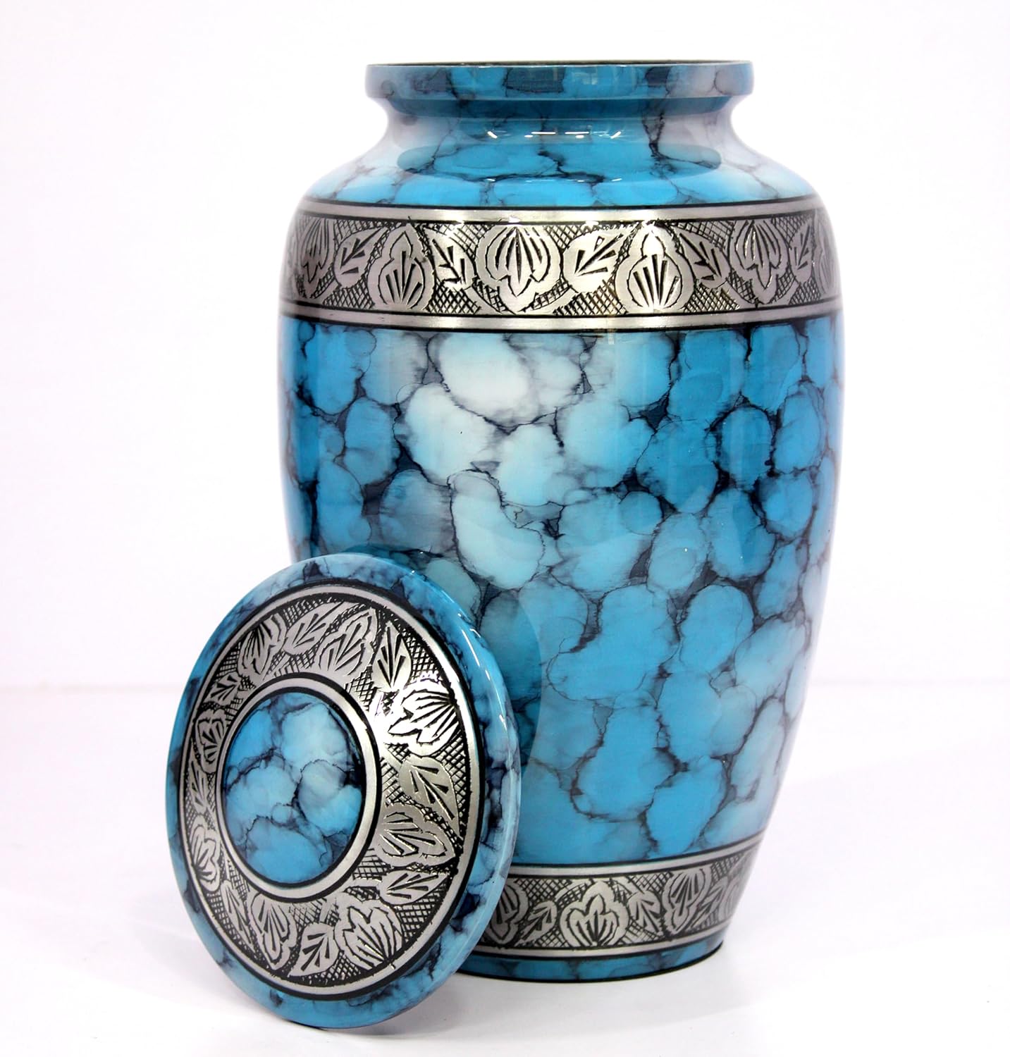 eSplanade Cremation Urn Memorial Human Ashes Container Jar Pot | Burial Funeral Urns | Clouds (Blue, 10 Inches)