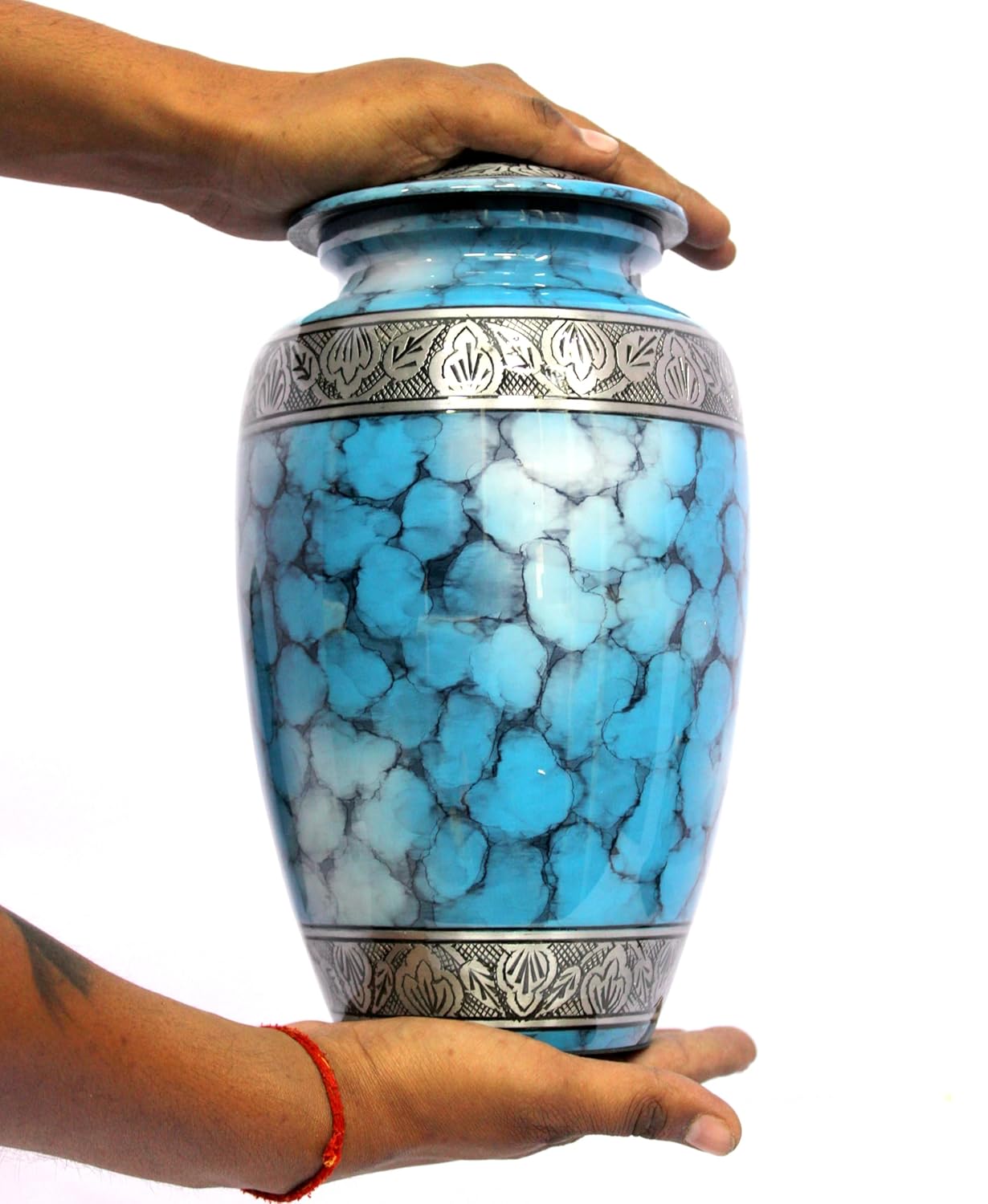 eSplanade Cremation Urn Memorial Human Ashes Container Jar Pot | Burial Funeral Urns | Clouds (Blue, 10 Inches)