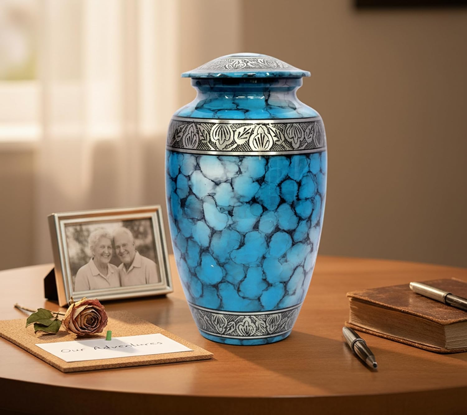 eSplanade Cremation Urn Memorial Human Ashes Container Jar Pot | Burial Funeral Urns | Clouds (Blue, 10 Inches)