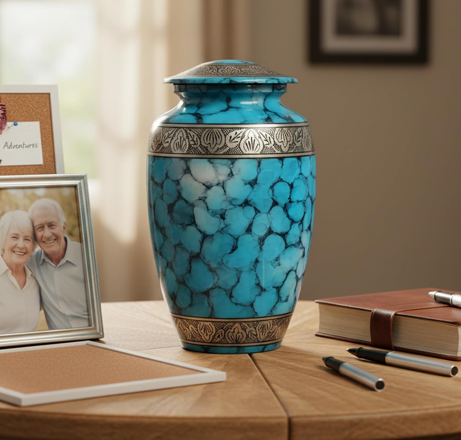 eSplanade Cremation Urn Memorial Human Ashes Container Jar Pot | Burial Funeral Urns | Clouds (Blue, 10 Inches)