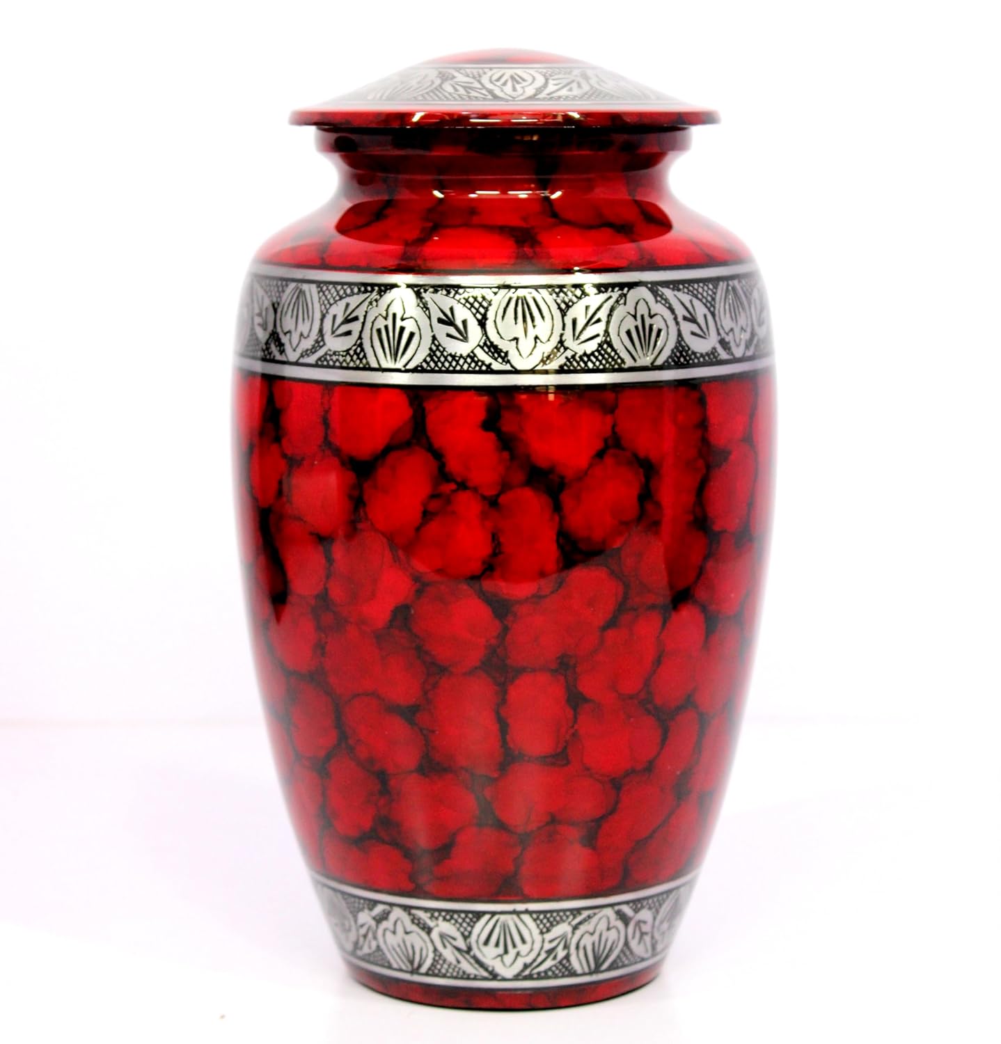 eSplanade Cremation Urn Memorial Human Ashes Container Jar Pot | Burial Funeral Urns | Clouds (Red, 10 Inches)