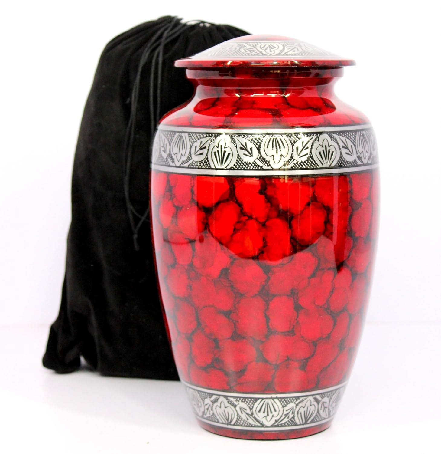 eSplanade Cremation Urn Memorial Human Ashes Container Jar Pot | Burial Funeral Urns | Clouds (Red, 10 Inches)