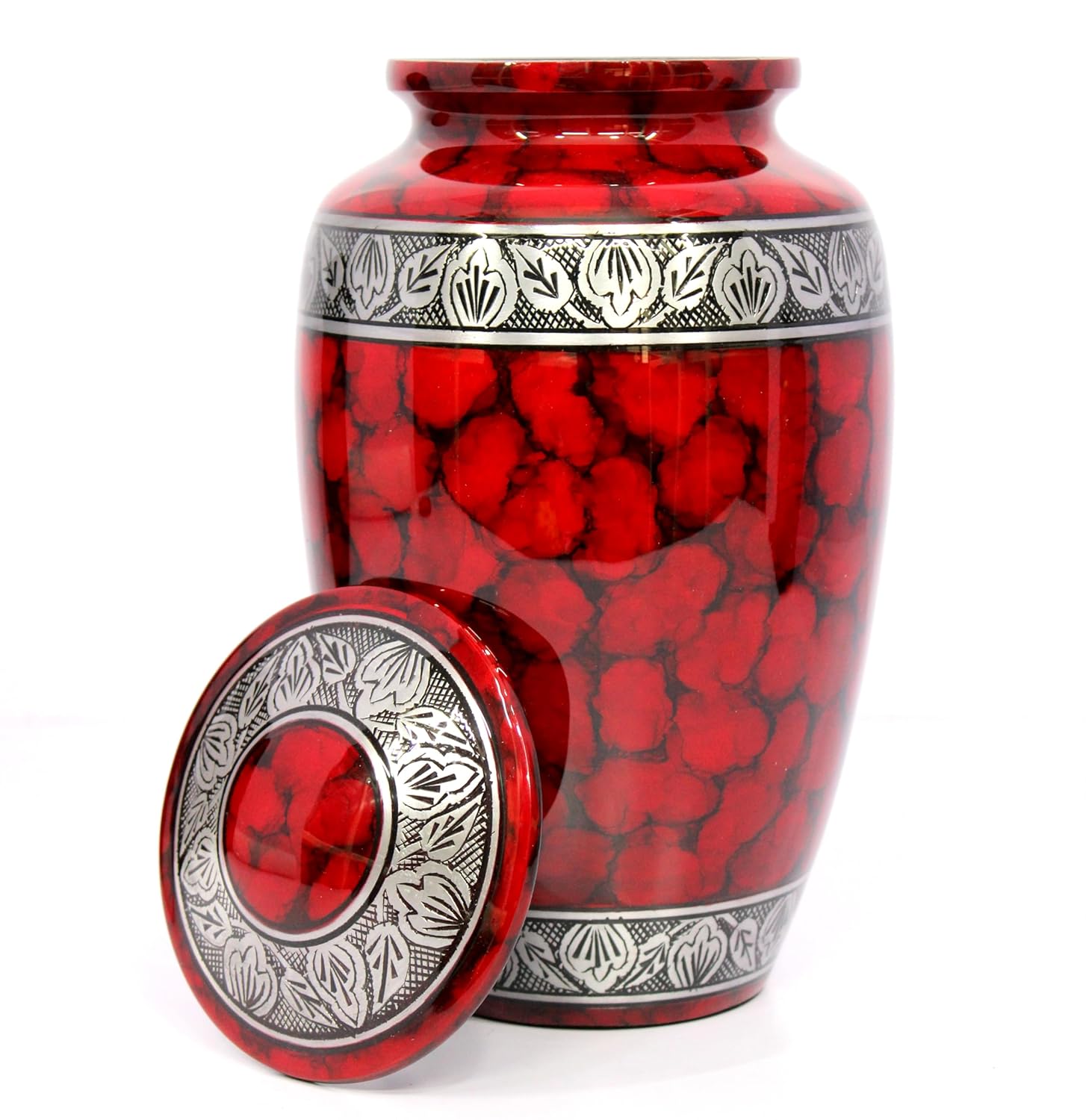 eSplanade Cremation Urn Memorial Human Ashes Container Jar Pot | Burial Funeral Urns | Clouds (Red, 10 Inches)