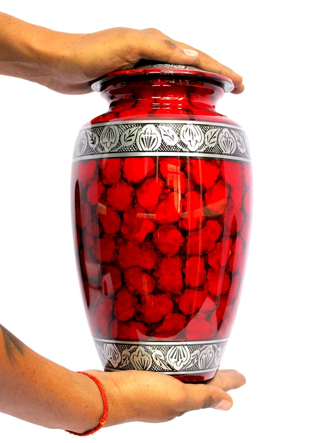 eSplanade Cremation Urn Memorial Human Ashes Container Jar Pot | Burial Funeral Urns | Clouds (Red, 10 Inches)
