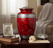 eSplanade Cremation Urn Memorial Human Ashes Container Jar Pot | Burial Funeral Urns | Clouds (Red, 10 Inches)