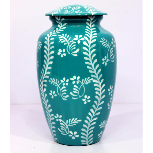 eSplanade Cremation Urn Memorial Human Ashes Container Jar Pot | Burial Funeral Urns | Teal Handmade Art - 10
