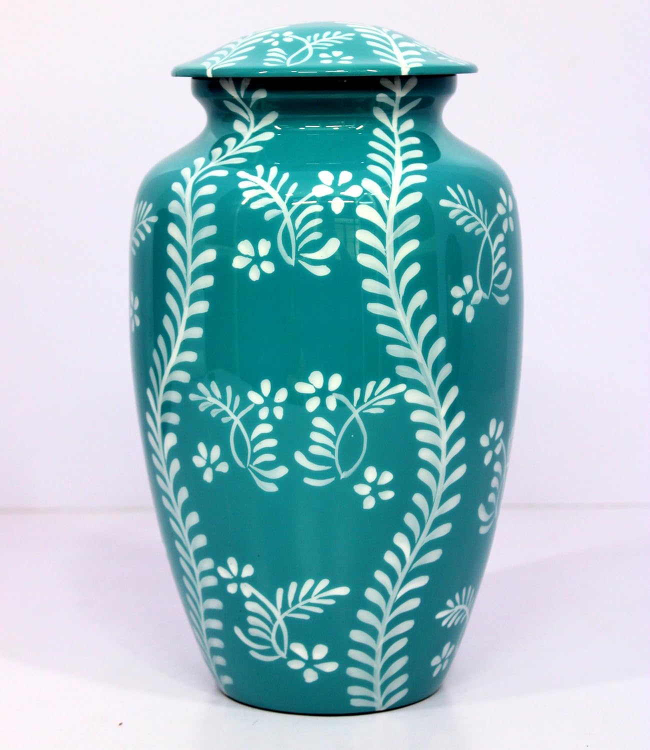 eSplanade Cremation Urn Memorial Human Ashes Container Jar Pot | Burial Funeral Urns | Teal Handmade Art - 10" Inches (Full Size)