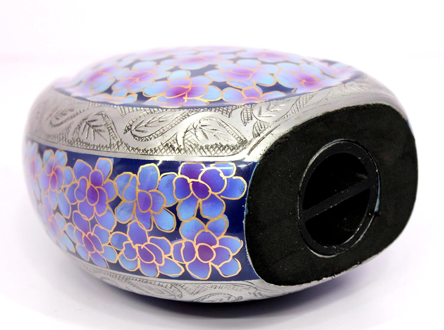 eSplanade Cremation Urn Memorial Human Ashes Container Jar Pot | Burial Funeral Urns | Teardrop Cremation Urn - Teardrop Shape Violet Flowers - 10 Inches