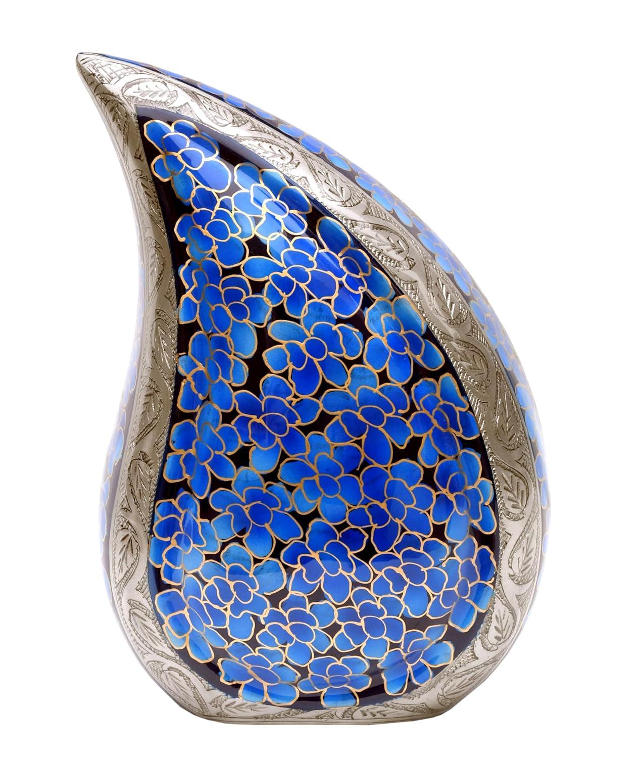 eSplanade Cremation Urn Memorial Human Ashes Container Jar Pot | Burial Funeral Urns | Teardrop Shape (Blue, 10 Inches)