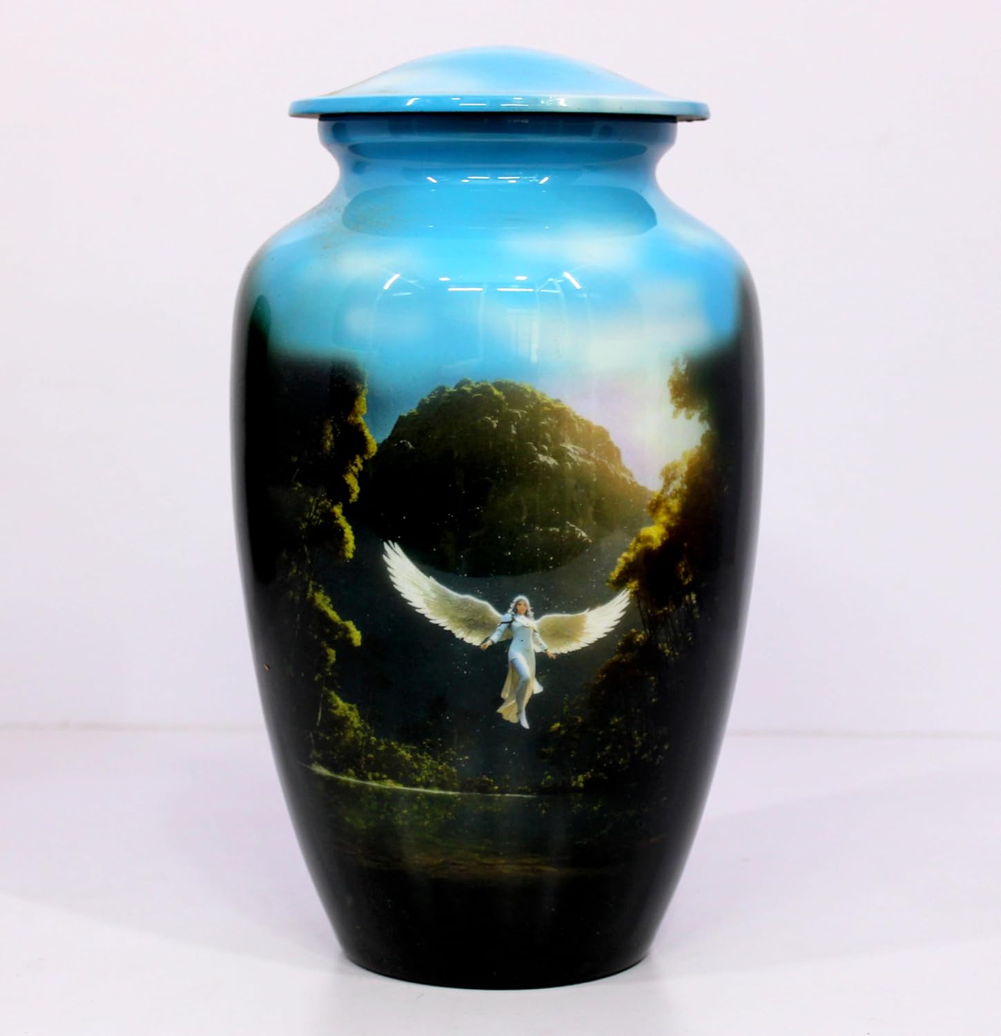 eSplanade Cremation Urn Memorial Human Ashes Container Jar Pot | Burial Funeral Urns | Angel Print - 10" Inches (Full Size)
