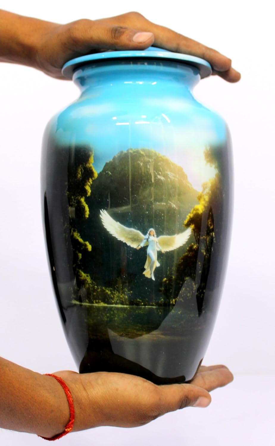 eSplanade Cremation Urn Memorial Human Ashes Container Jar Pot | Burial Funeral Urns | Angel Print - 10" Inches (Full Size)