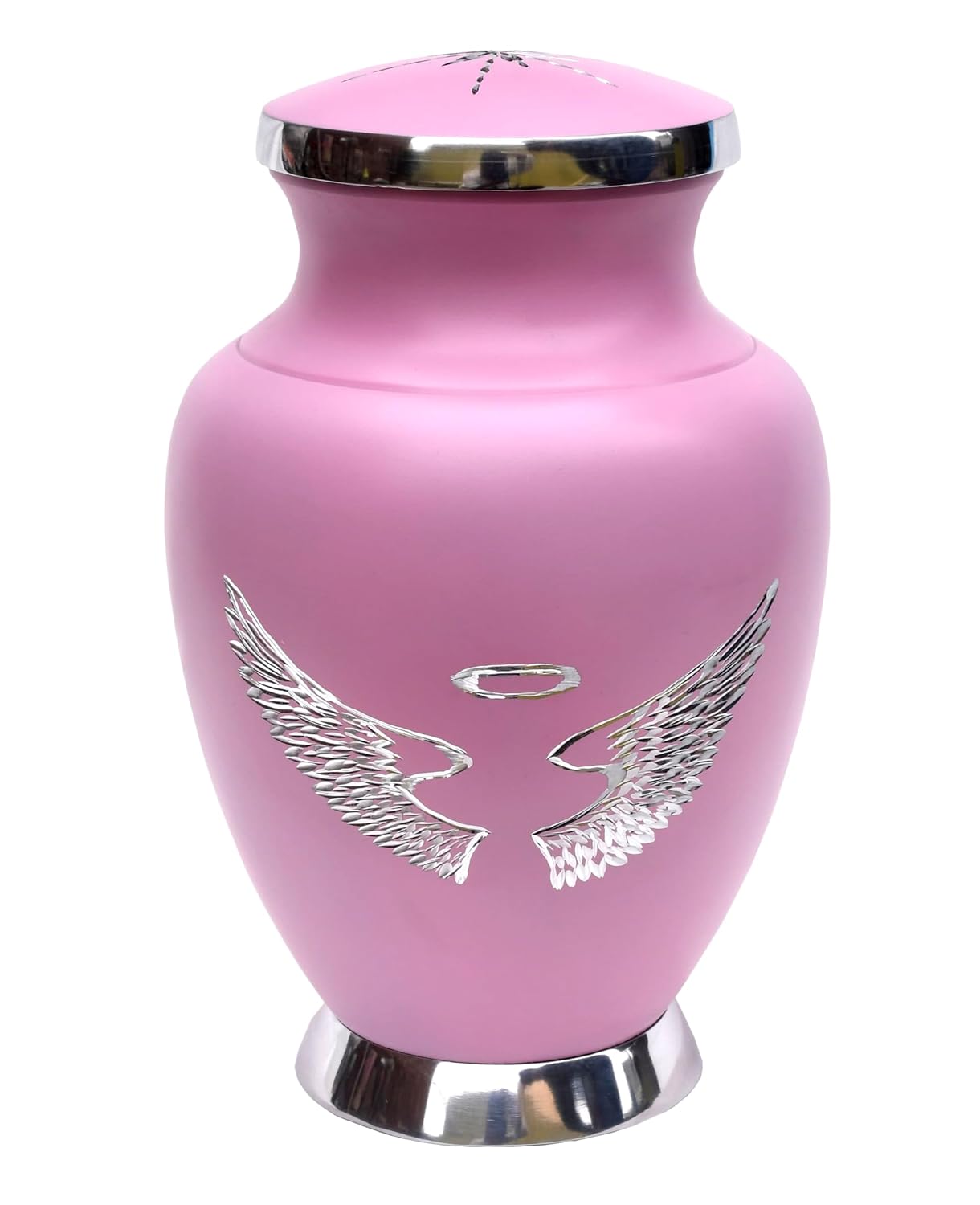 eSplanade Cremation Urn Memorial Human Ashes Container Jar Pot | Burial Funeral Urns | - Pink Angel Wings - 10 Inches (Full Size)
