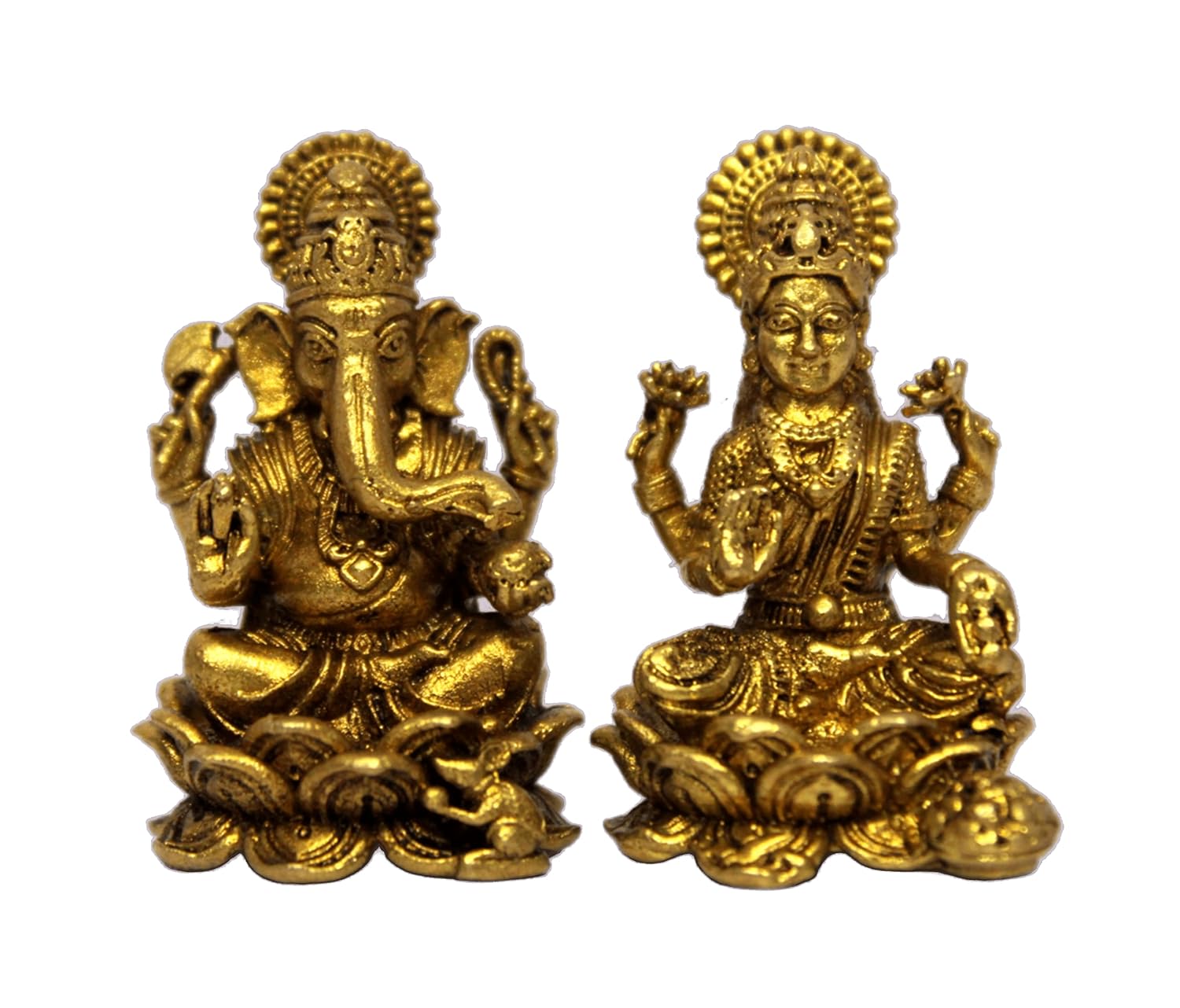 ESPLANADE Brass Laxmi Lakshmi Ganesh Ganesha Murti Idol Statue Sculpture - Set of 2 (1.4" Inches)