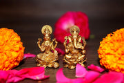 ESPLANADE Brass Laxmi Lakshmi Ganesh Ganesha Murti Idol Statue Sculpture - Set of 2 (1.4" Inches)