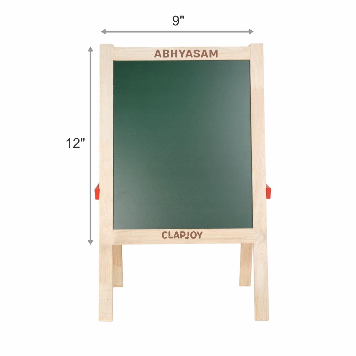 Clapjoy Abhyasam Wooden Double-Sided Small Easel Board for Kids Ð 9x12 inch Whiteboard & Black Board with Chalks, Duster & Markers | Fun Learning & Creativity (Small)