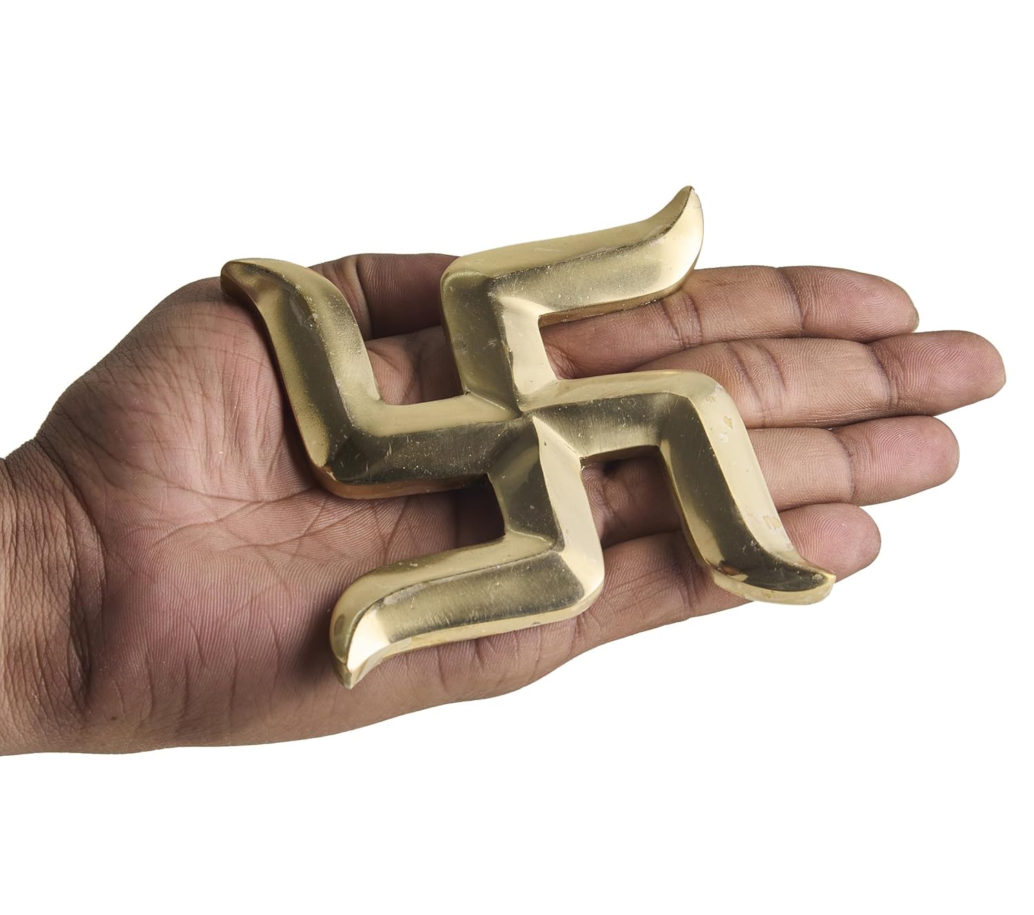 eSplanade Brass Swastik Sathiya Wall Hanging Yantra – | Auspicious Vastu Religious Symbol for Home Temple, Pooja Room & Door Décor | Handmade Antique Decorative Showpiece (3.5 Inches)