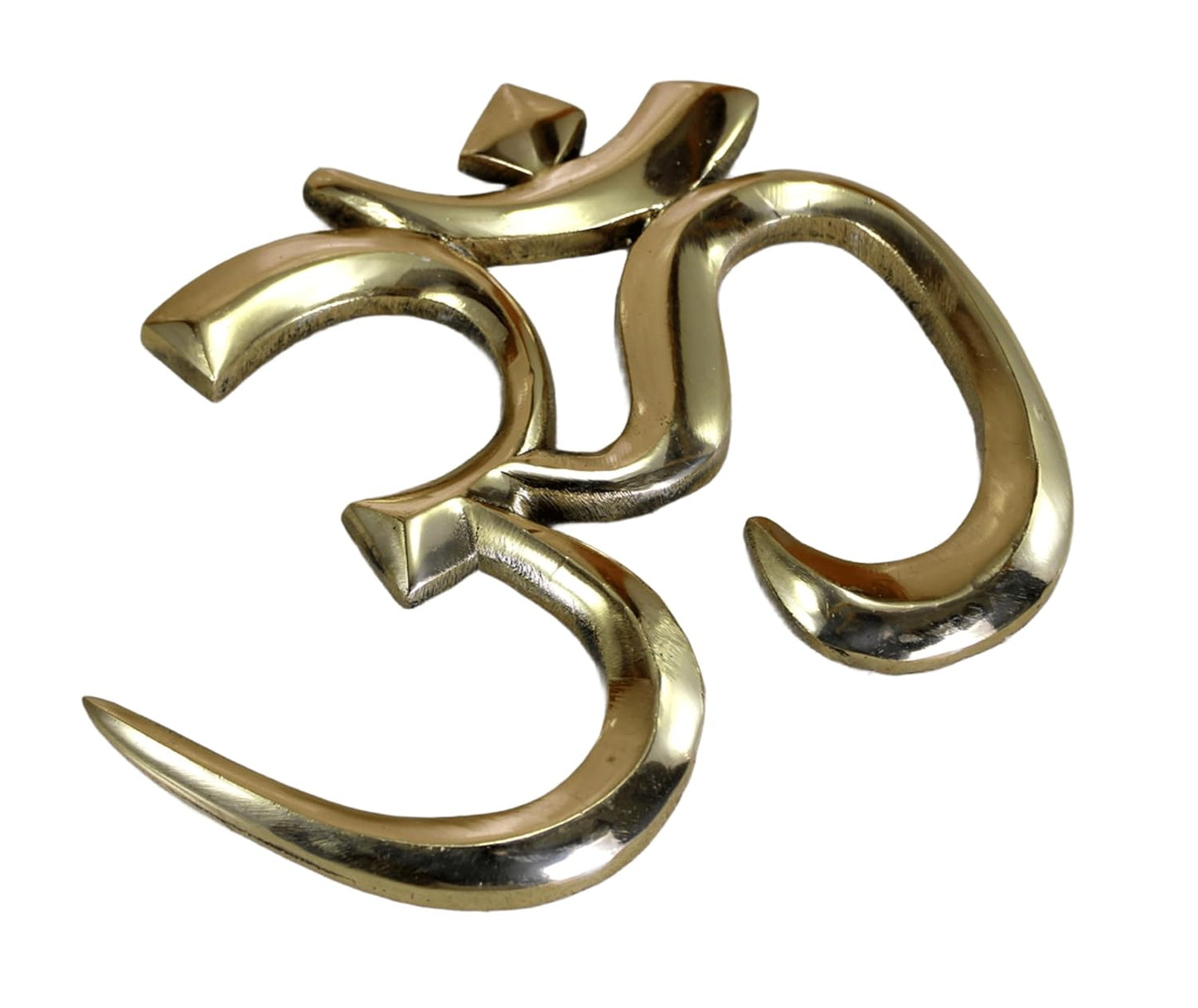 ESPLANADE Brass OM Wall Hanging Sculpture | Vastu Fengshui Goodluck, Auspicious, Religious symbols | Pooja Idols | Home Decor -Golden (golden, 6" Inches)
