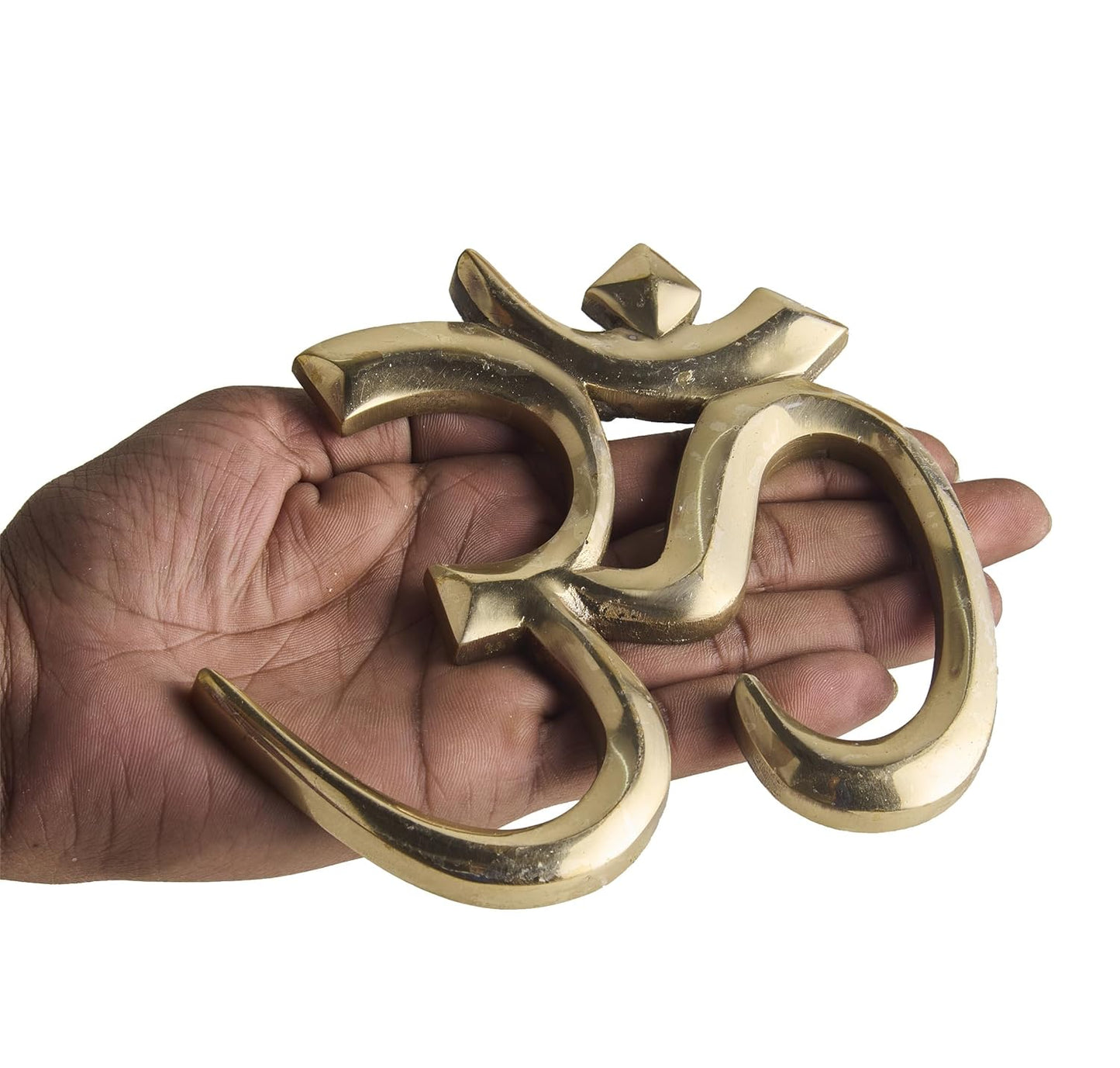 ESPLANADE Brass OM Wall Hanging Sculpture | Vastu Fengshui Goodluck, Auspicious, Religious symbols | Pooja Idols | Home Decor -Golden (golden, 6" Inches)