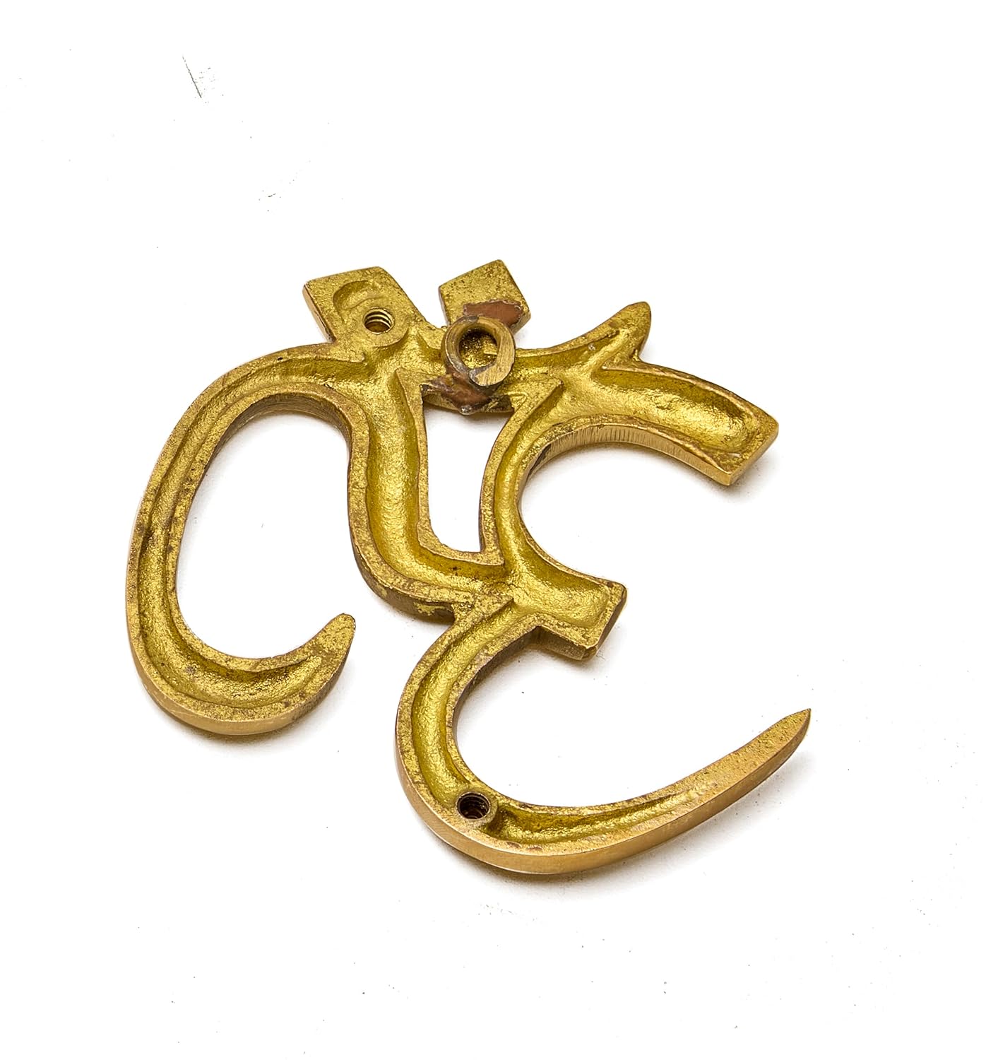 ESPLANADE Brass OM Wall Hanging Sculpture | Vastu Fengshui Goodluck, Auspicious, Religious symbols | Pooja Idols | Home Decor -Golden (golden, 6" Inches)