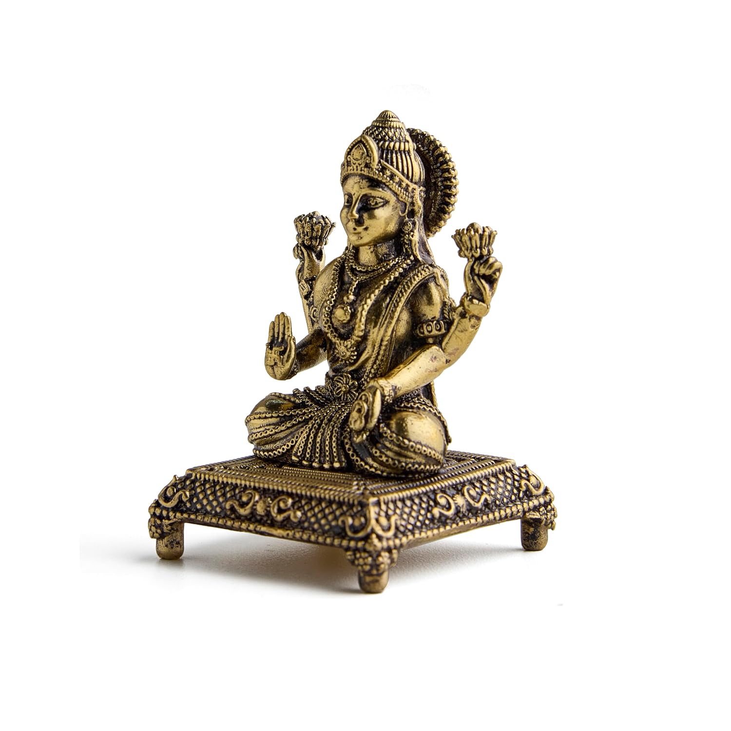 ESPLANADE Brass Laxmi Ganesh Murti Set - 3 inch, Small Lakshmi Ganesha Idol for Home Mandir, Diwali, Pooja Décor, Housewarming Gift Detailing
