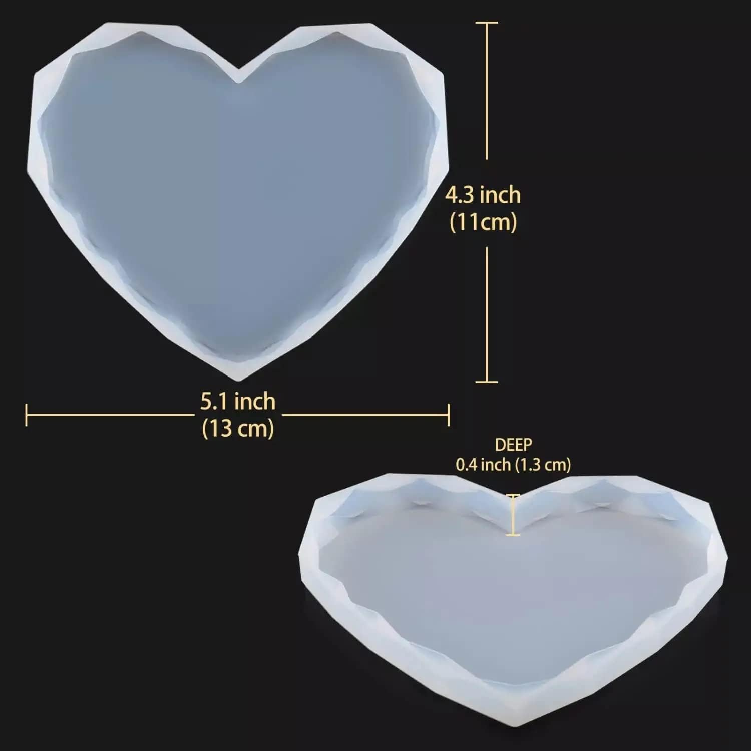 IVEI Diamond Heart Resin Coaster Molds Silicone Set of 4Ð 3 inch Silicon Mould for Resin Casting, DIY Home Decoration Craft Moulds for Coasters, Pendant Necklaces, Keychains, Earrings Jewelery Brooches, Bag Charms Making, Christmas Birthday Gifts