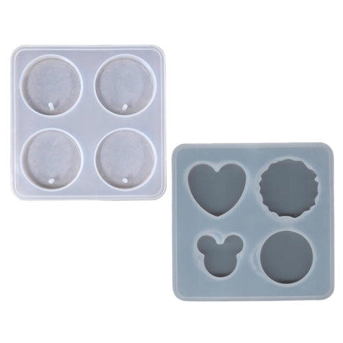 IVEI Keychain Making Resin Mold Silicone Set of 2 for Crafting, Keychains, Pendant, Jewelry, Earrings Making – DIY Home Decoration Tools, Resin Tools, Christmas Birthday Gifts – Round, Heart, Agate, Hexagon & Mickey Shaped Keychain