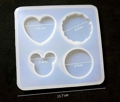IVEI Keychain Making Resin Mold Silicone Set of 2 for Crafting, Keychains, Pendant, Jewelry, Earrings Making Ð DIY Home Decoration Tools, Resin Tools, Christmas Birthday Gifts Ð Round, Heart, Agate, Hexagon & Mickey Shaped Keychain