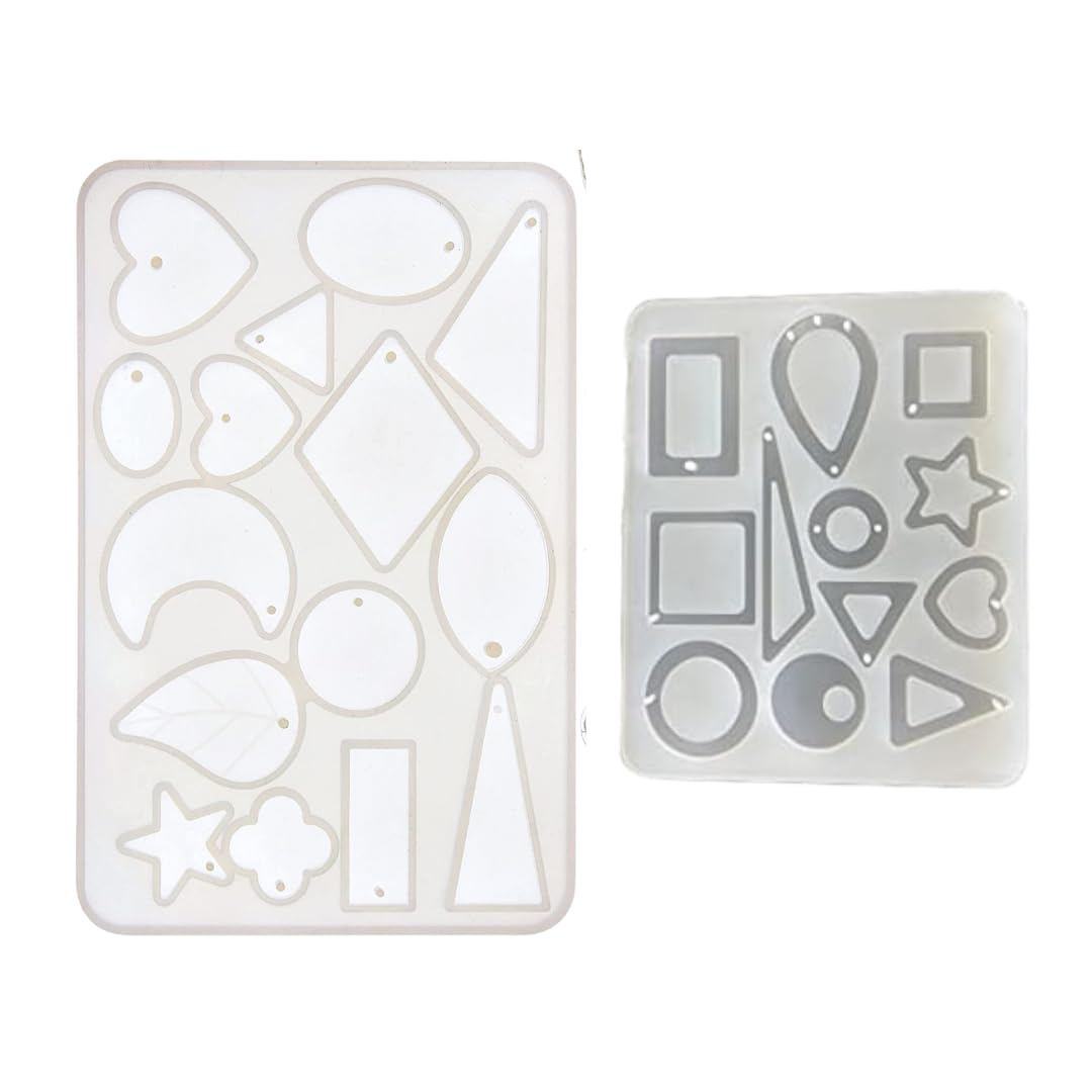 IVEI Resin Jewelry Mold Tray - DIY Set of 2 with Multiple Designs for Jewelry Making - Durable, Flexible Silicone Molds for Crafting Earrings, Pendants, Bracelets, and More - Easy Release & Non-Stick - 27 Designs