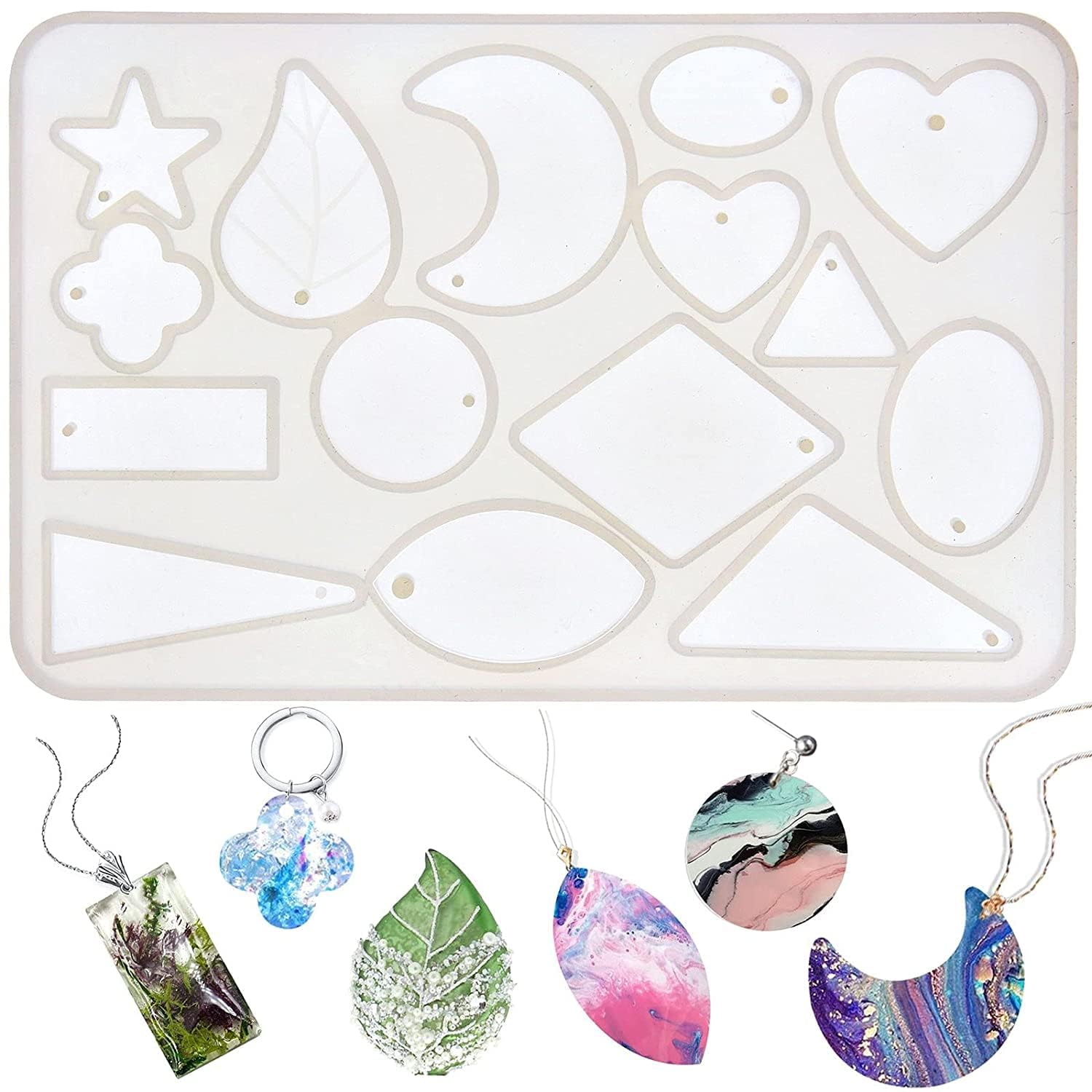 IVEI Resin Jewelry Mold Tray - DIY Set of 2 with Multiple Designs for Jewelry Making - Durable, Flexible Silicone Molds for Crafting Earrings, Pendants, Bracelets, and More - Easy Release & Non-Stick - 27 Designs