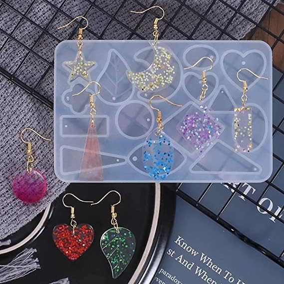 IVEI Resin Jewelry Mold Tray - DIY Set of 2 with Multiple Designs for Jewelry Making - Durable, Flexible Silicone Molds for Crafting Earrings, Pendants, Bracelets, and More - Easy Release & Non-Stick - 27 Designs