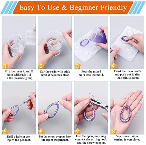 IVEI Resin Jewelry Mold Tray - DIY Set of 2 with Multiple Designs for Jewelry Making - Durable, Flexible Silicone Molds for Crafting Earrings, Pendants, Bracelets, and More - Easy Release & Non-Stick - 27 Designs