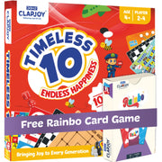 Clapjoy Timeless 10 Board Game Set | 10-in-1 Classic Indoor Games for Kids & Adults | Ludo, Snakes & Ladders, Chess, Car Drive, Travel Game & More | Fun Family & Party Game (Age 4+)
