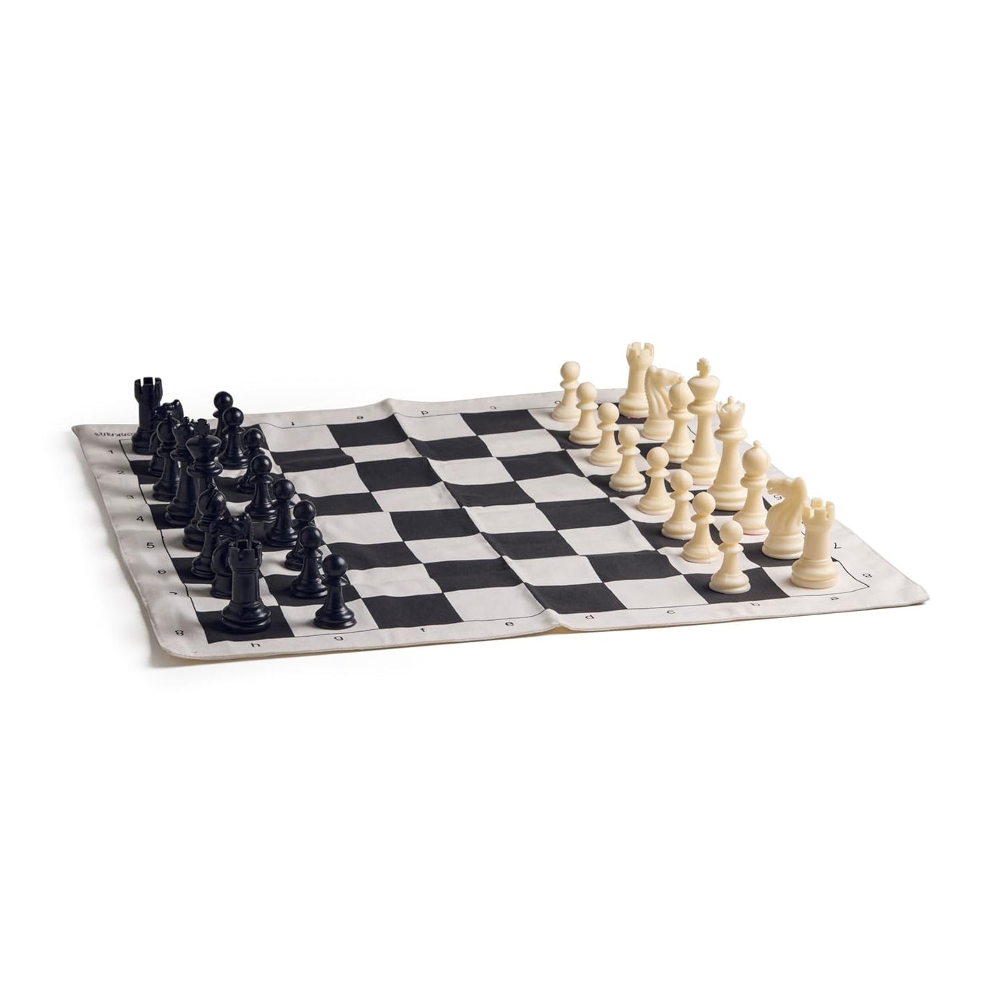 StonKraft Canvas Chess Board Set with Solid Plastic Pieces (with Two Extra Queens + Vinly Pouch) – 21" Roll-up Foldable Chessboard, Strategic Mind Indoor Game for Adults and Kids, Travel Toys Gifts