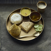 KLEO Kansa Dinner Set–Bronze Thali Set of 6 | 1 Plate, 2 Bowls, 1 Glass, 1 Spoon & 1 Sweet Dish Plate | Bronze Utensils Set for Authentic Indian Dining Colletion, Dinnerware