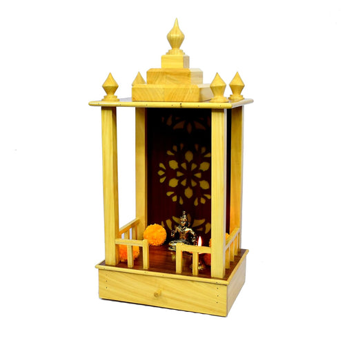 ESPLANADE Beautiful Wooden Mandir for Home, Temple for Home with Storage Drawer, Puja Mandir Stand, Pooja Items for Pooja Room, Devghar, Temple for Office