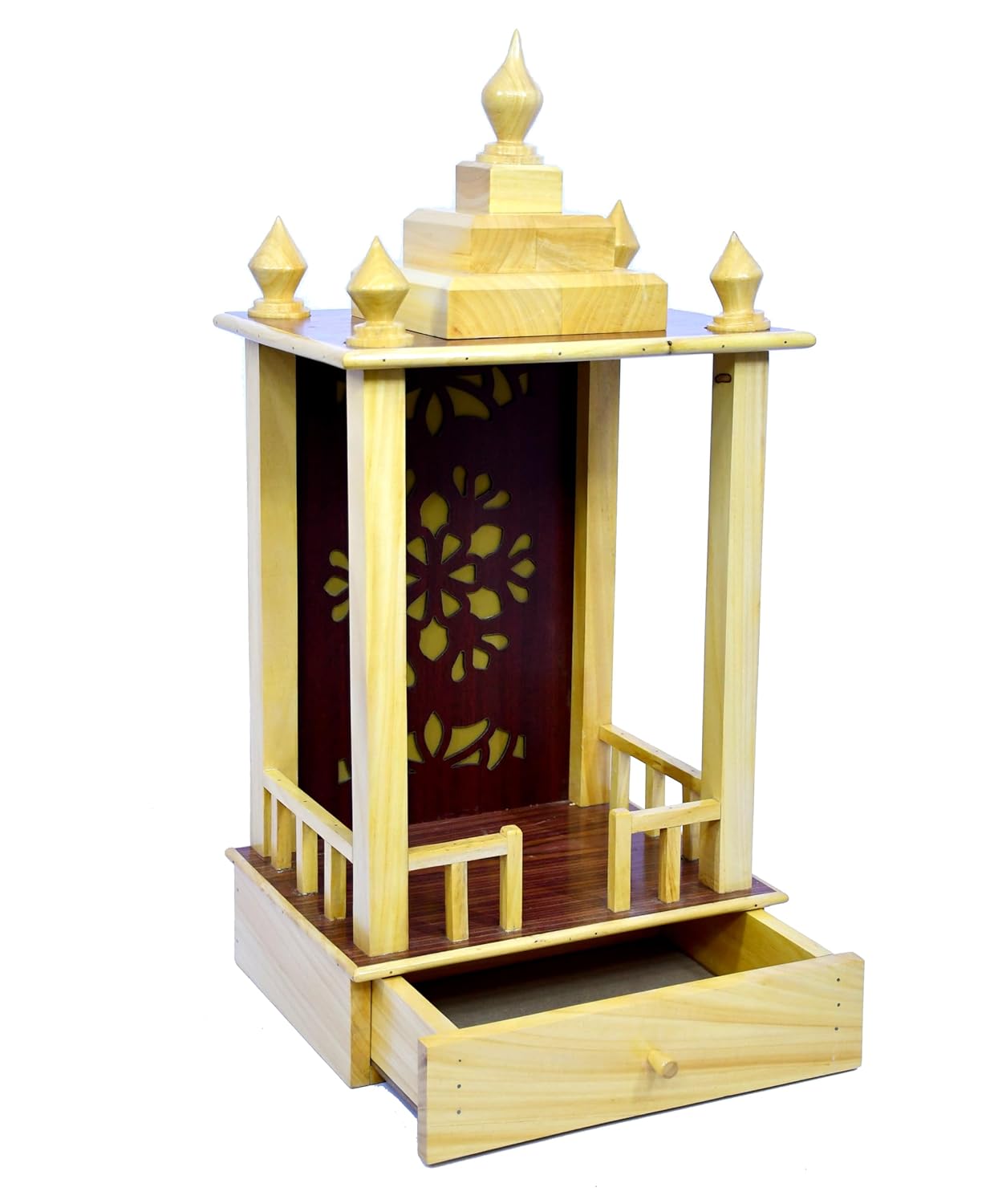 ESPLANADE Beautiful Wooden Mandir for Home, Temple for Home with Storage Drawer, Puja Mandir Stand, Pooja Items for Pooja Room, Devghar, Temple for Office