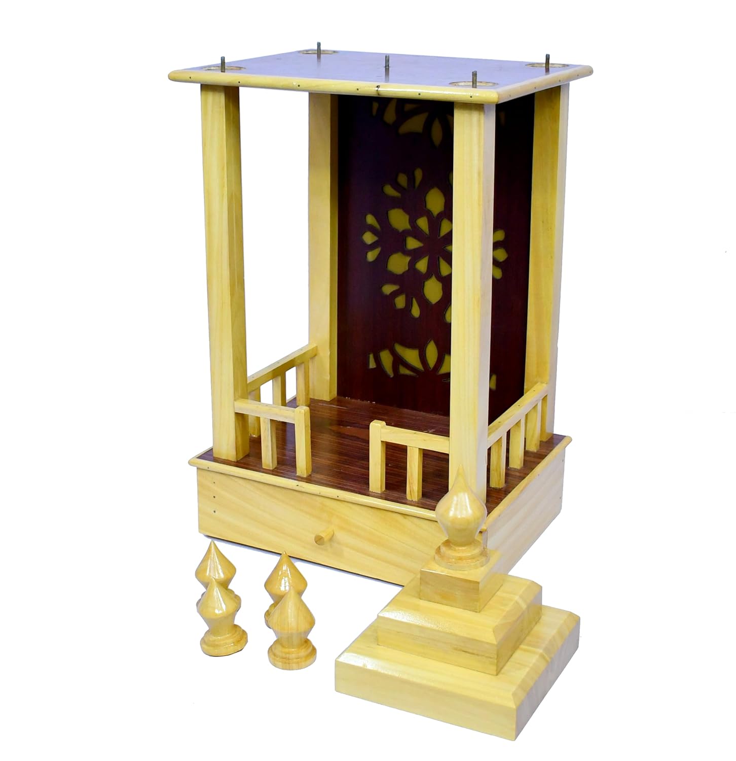 ESPLANADE Beautiful Wooden Mandir for Home, Temple for Home with Storage Drawer, Puja Mandir Stand, Pooja Items for Pooja Room, Devghar, Temple for Office