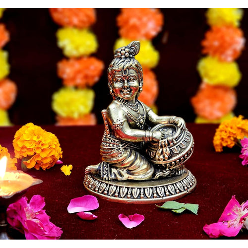 ESPLANADE Brass Krishna Statue, Makhan Chor Krishna Idol Small, Brass God Idols, Bal Gopal Idol, Krishan, Kishan, Hindu God Statues, Golden 4.3