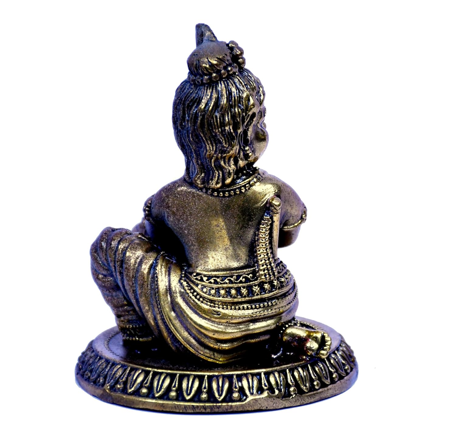 ESPLANADE Brass Krishna Statue, Makhan Chor Krishna Idol Small, Brass God Idols, Bal Gopal Idol, Krishan, Kishan, Hindu God Statues, Golden 4.3"