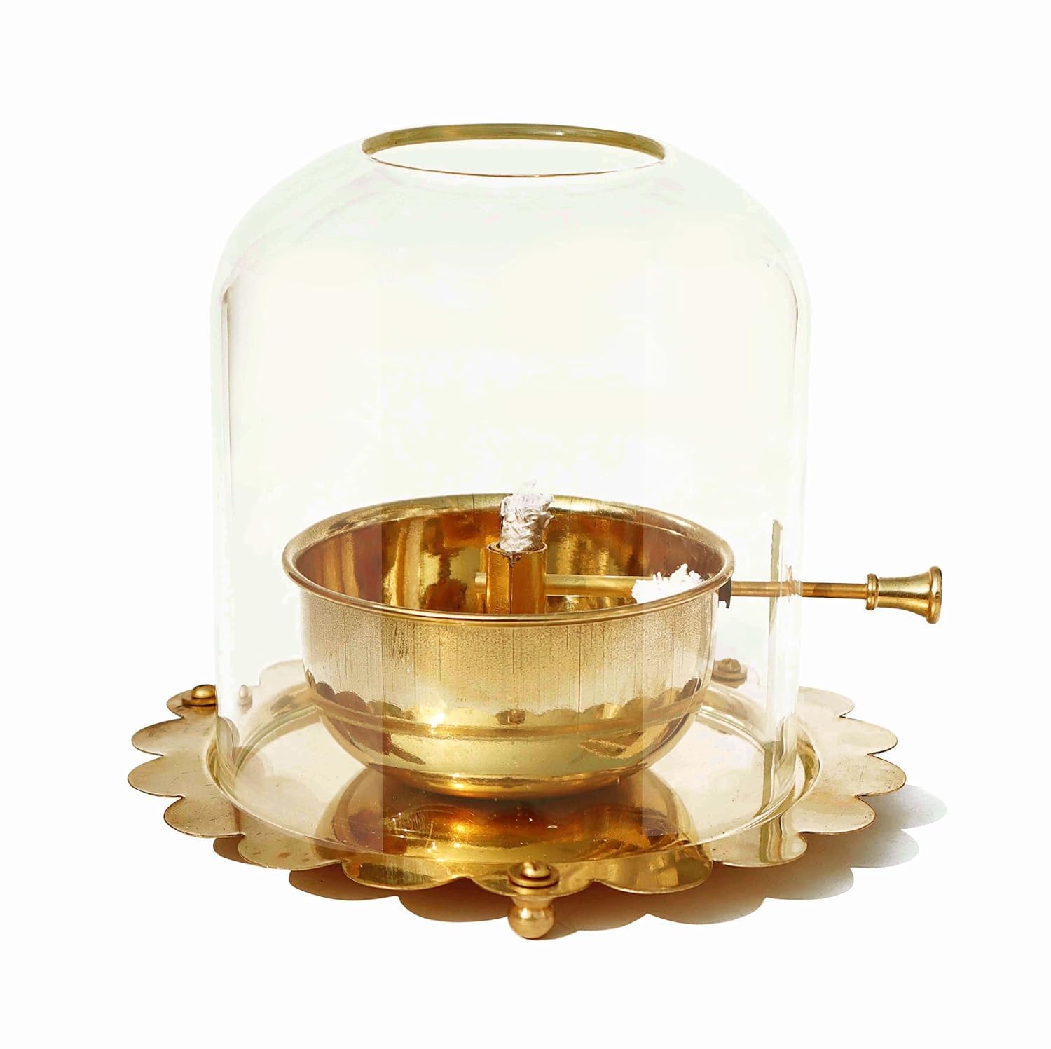 Esplanade Akhand Diya with Adjustable Bati, Diya with Cover for Puja, Akhand Diya for Puja, Deepak for Pooja, Deepam, Pooja Items, Golden 5"