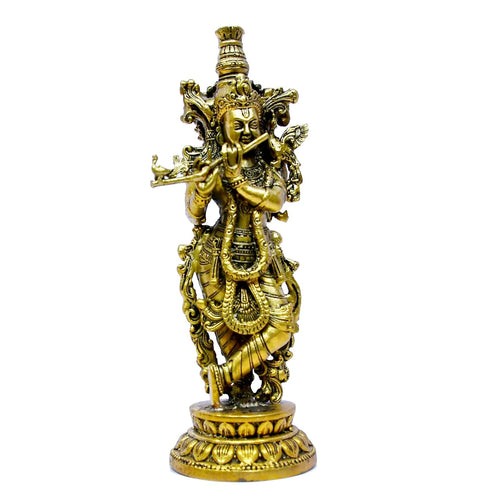 ESPLANADE Brass Krishna Statue, Krishan Murti, Kishan Krishna Idol Small, Hindu God Idols for Pooja Room, Mandir Decoration, Home Decoration Items for Living Room, Golden 6