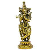 ESPLANADE Brass Krishna Statue, Krishan Murti, Kishan Krishna Idol Small, Hindu God Idols for Pooja Room, Mandir Decoration, Home Decoration Items for Living Room, Golden 6"