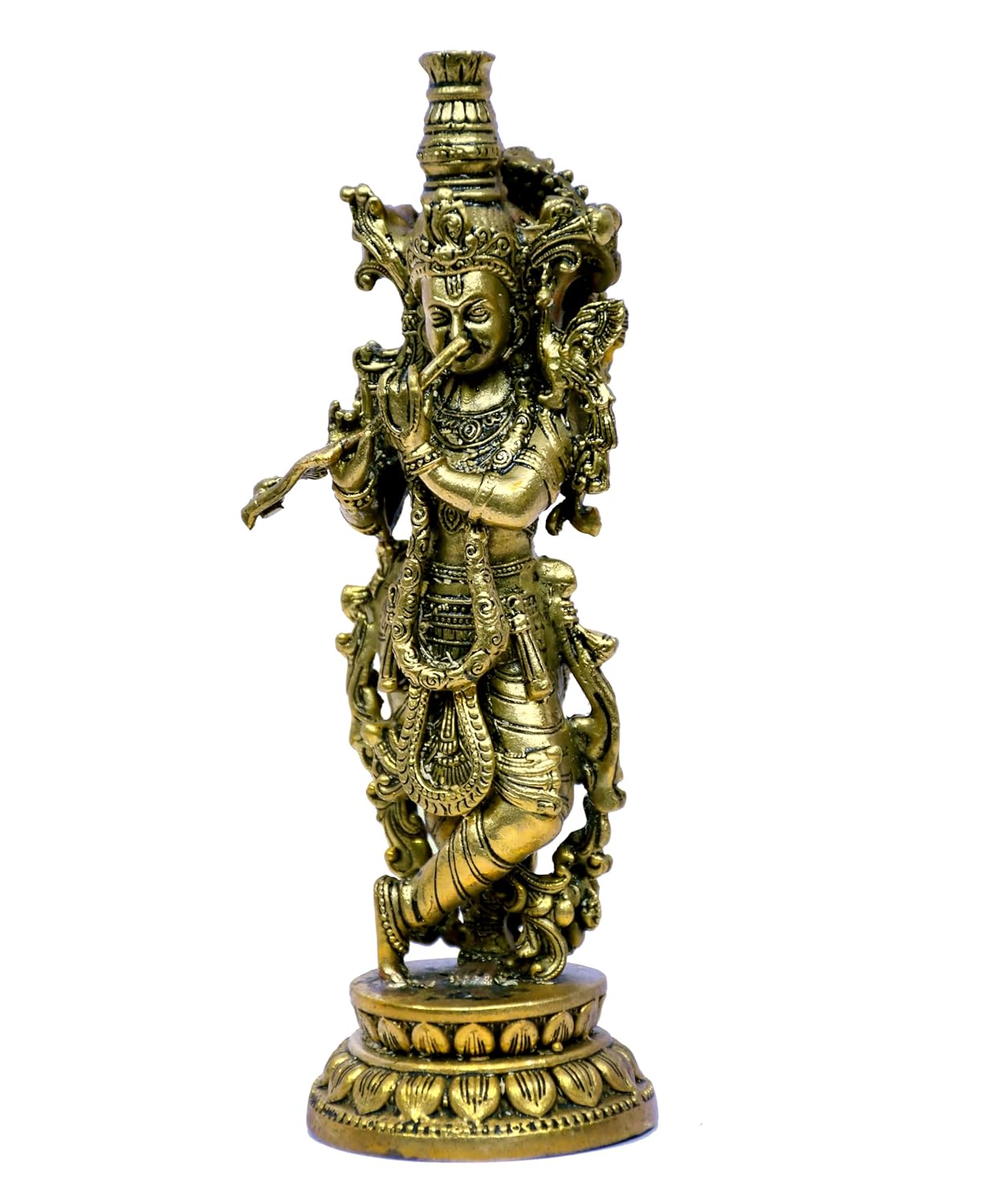 ESPLANADE Brass Krishna Statue, Krishan Murti, Kishan Krishna Idol Small, Hindu God Idols for Pooja Room, Mandir Decoration, Home Decoration Items for Living Room, Golden 6"