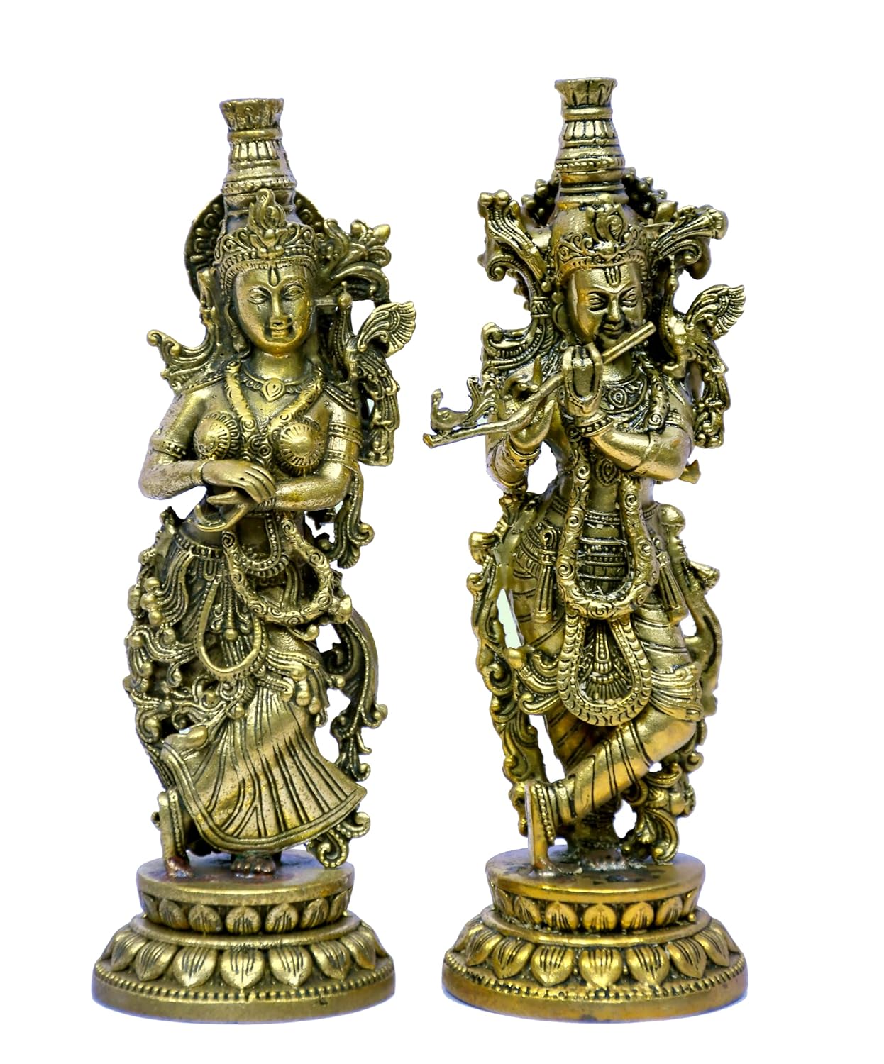 ESPLANADE Brass Radha Krishna Statue, 6" Radha Krishna Idol for Couples, Kishan Krishan Murti for Temple, Hindu God Idols for Pooja Room, Mandir Decoration, Wedding Gift for Couples