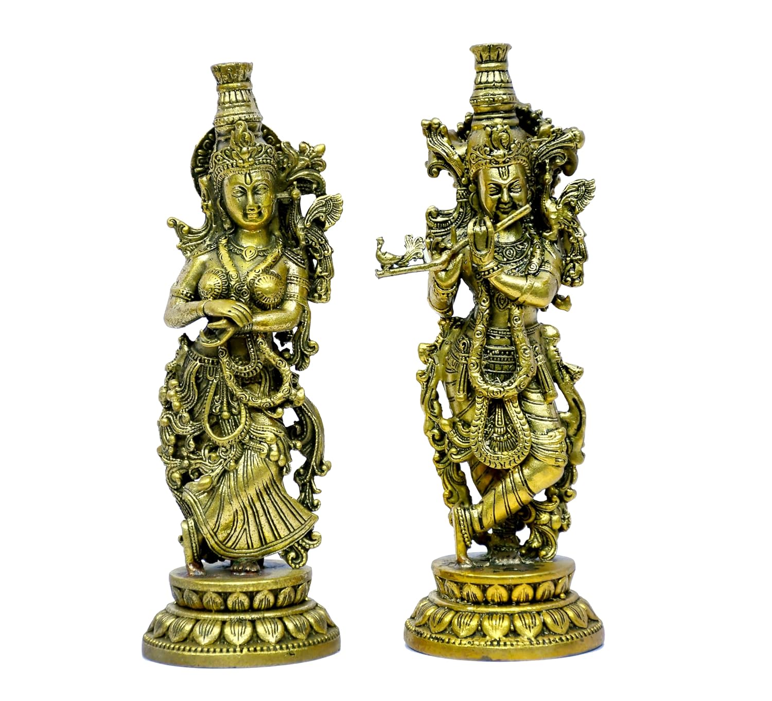 ESPLANADE Brass Radha Krishna Statue, 6" Radha Krishna Idol for Couples, Kishan Krishan Murti for Temple, Hindu God Idols for Pooja Room, Mandir Decoration, Wedding Gift for Couples