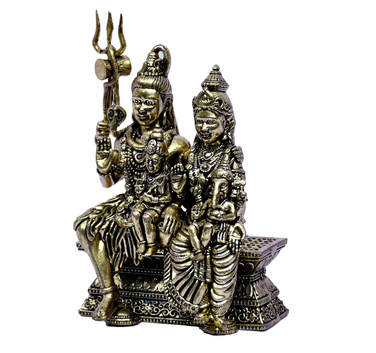 ESPLANADE Brass Shiv Parivar Murti for Home Puja, 4.3" Shiva Idol, Shiv Family Statue Parvati Kartikay, Ganesh, Hindu God Idols for Pooja Room, Mandir Decoration