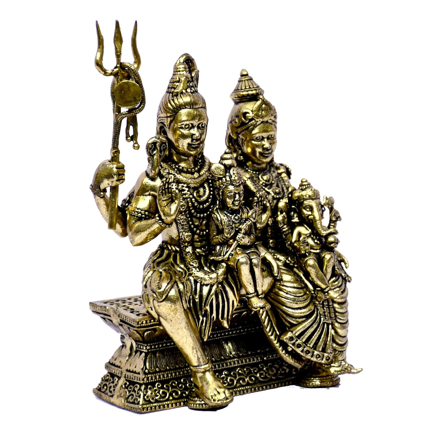 ESPLANADE Brass Shiv Parivar Murti for Home Puja, 4.3" Shiva Idol, Shiv Family Statue Parvati Kartikay, Ganesh, Hindu God Idols for Pooja Room, Mandir Decoration