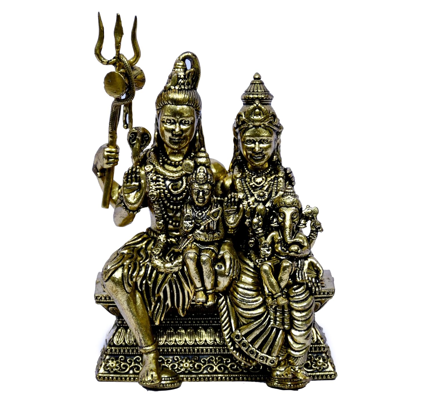 ESPLANADE Brass Shiv Parivar Murti for Home Puja, 4.3" Shiva Idol, Shiv Family Statue Parvati Kartikay, Ganesh, Hindu God Idols for Pooja Room, Mandir Decoration