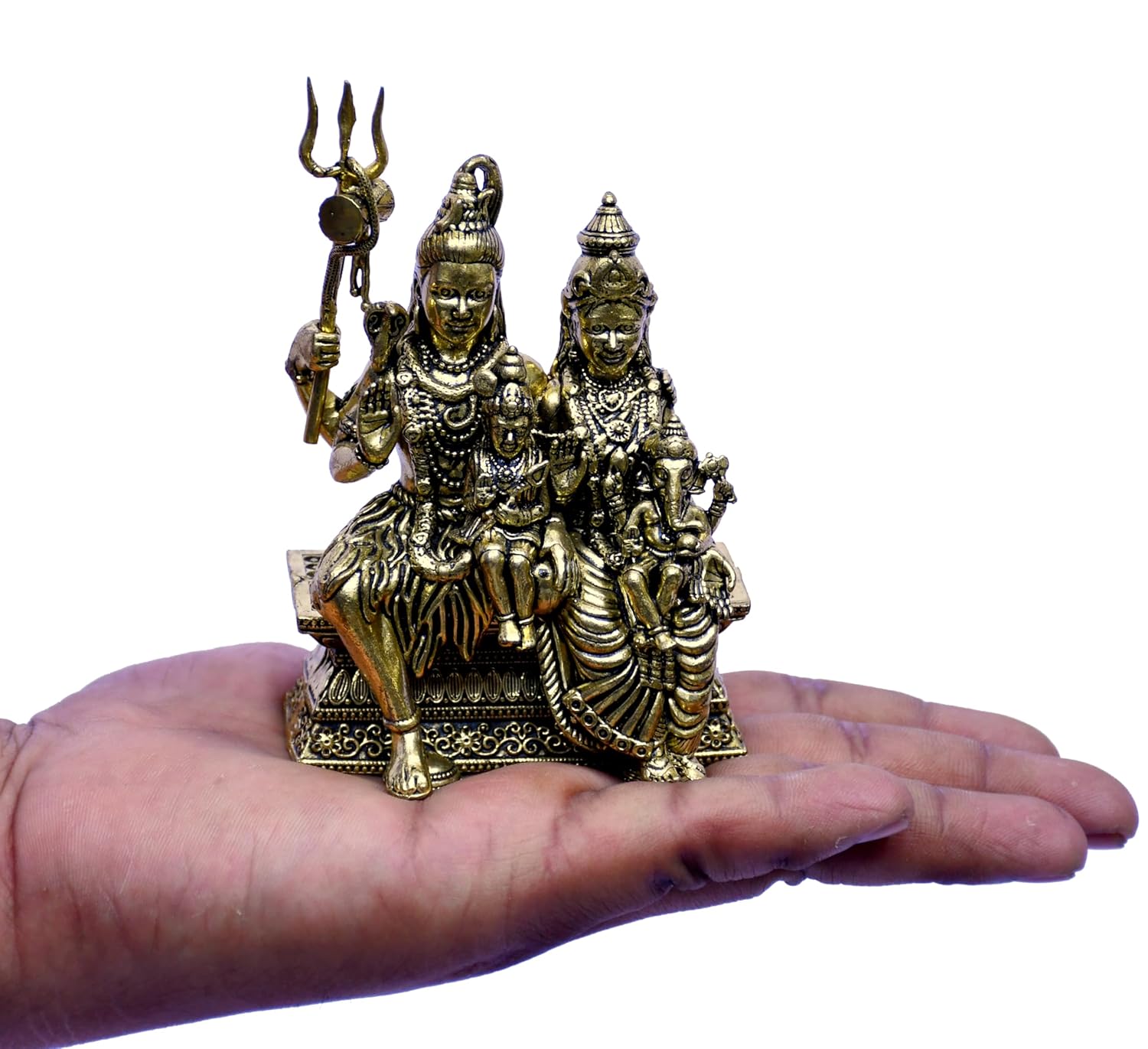 ESPLANADE Brass Shiv Parivar Murti for Home Puja, 4.3" Shiva Idol, Shiv Family Statue Parvati Kartikay, Ganesh, Hindu God Idols for Pooja Room, Mandir Decoration