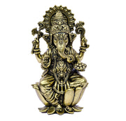 ESPLANADE Ganesh Idol for Home Décor, 4" Ganesha Sitting on Lotus Ganesha Idols, Brass Decoration Items for Home, Gurupurnima Gifts, Ganapati Murti for Pooja Room